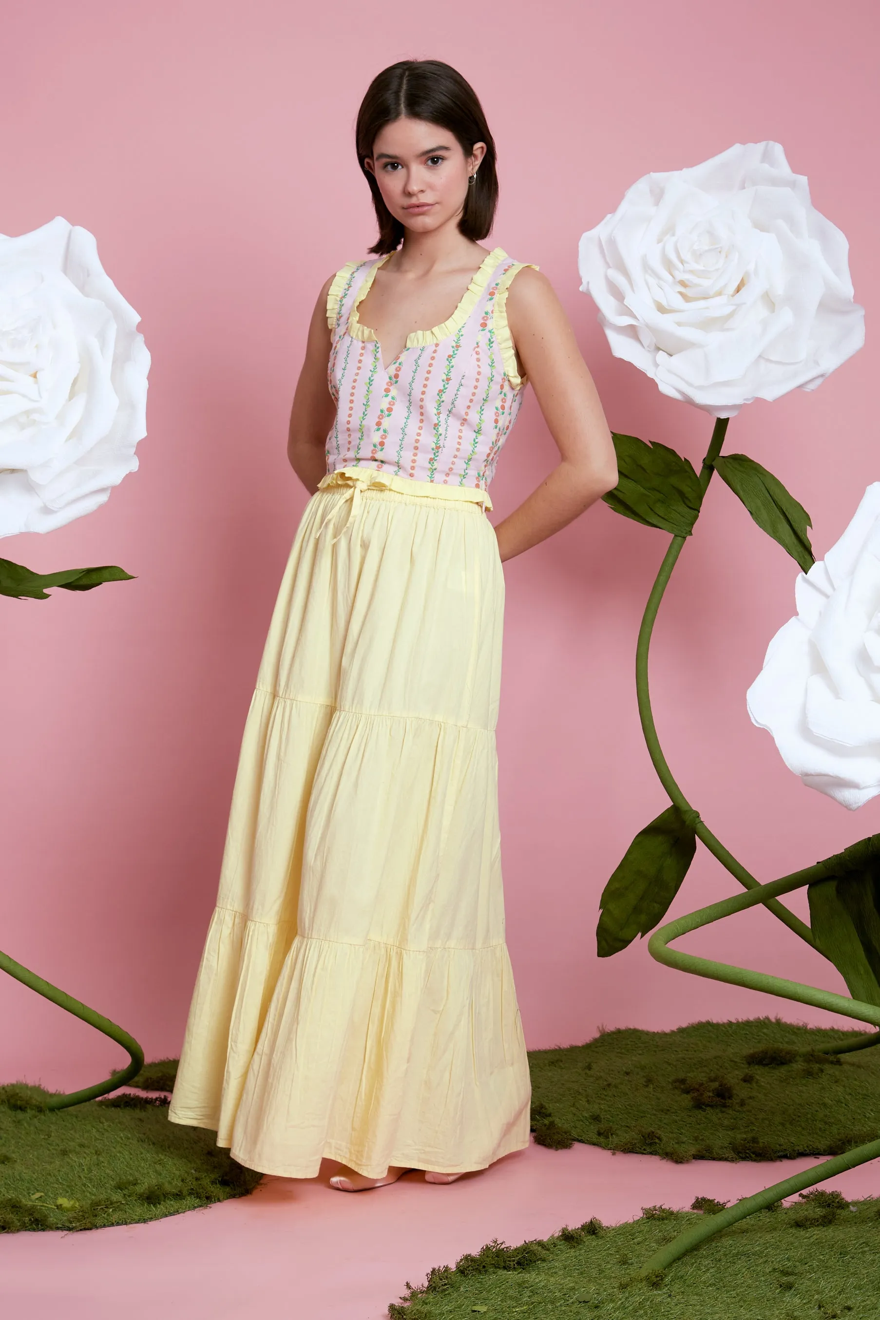 Petra Maxi Boho Skirt - Lemon
